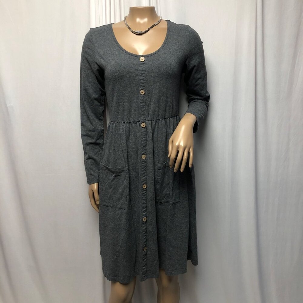 Ouges Dress Womens Size Small Grey Button Front L… - image 2